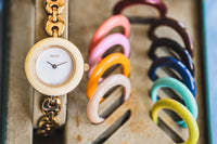 
Gucci Lunettes interchangeable montre vintage plaqué or