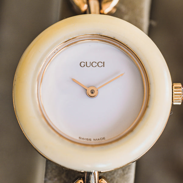 
Gucci Lunettes interchangeable montre vintage plaqué or