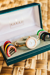 
Gucci Lunettes interchangeable montre vintage plaqué or