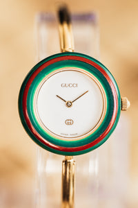 
Gucci Lunettes interchangeable montre vintage plaqué or
